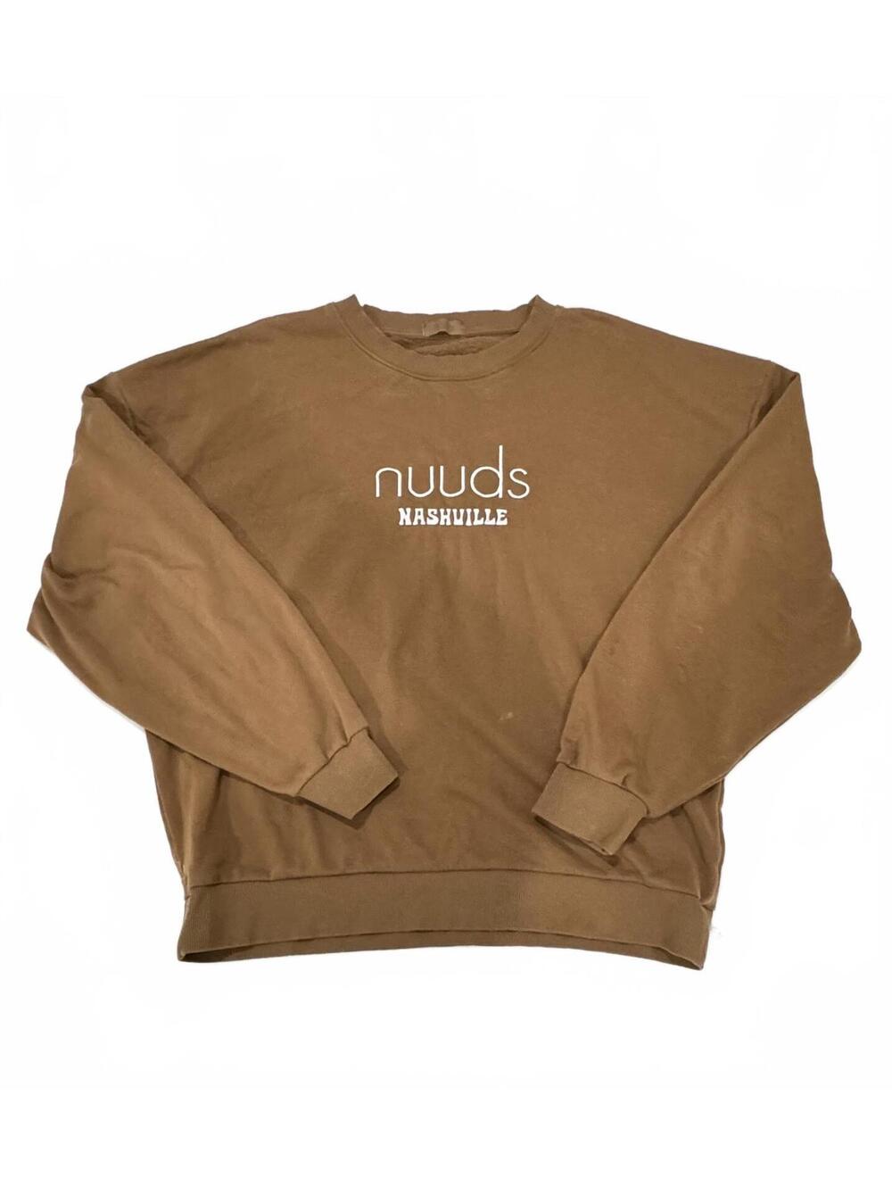 NUUDS Nashville Pop-Up Exclusive Embroidered Crewneck Sweatshirt Brown Large